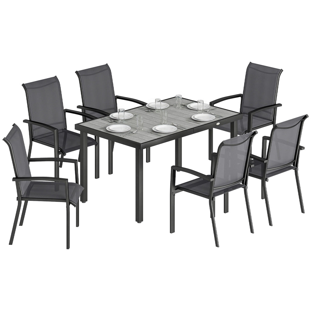Set da giardino con tavolo allungabile e sedie impilabili ¨C zephmum ¨C grigio