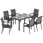 Set da giardino con tavolo allungabile e sedie impilabili ¨C zephmum ¨C grigio