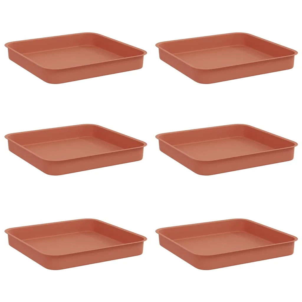 Vassoio Quadrato per Fiori 6 pcs Rosso Mattone 15 x 15 x 2 cm