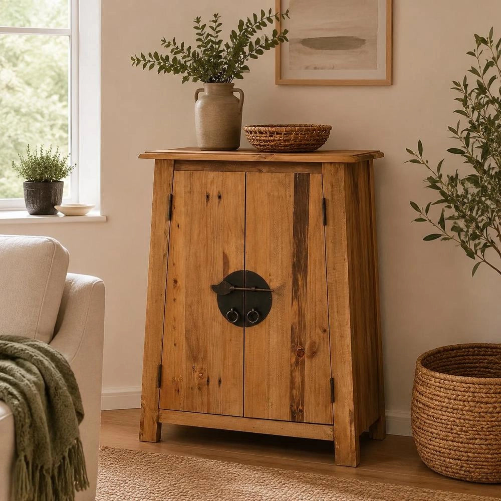 Bathroom Side Cabinet, Solid Pine Wood, 59x32x80 Cm