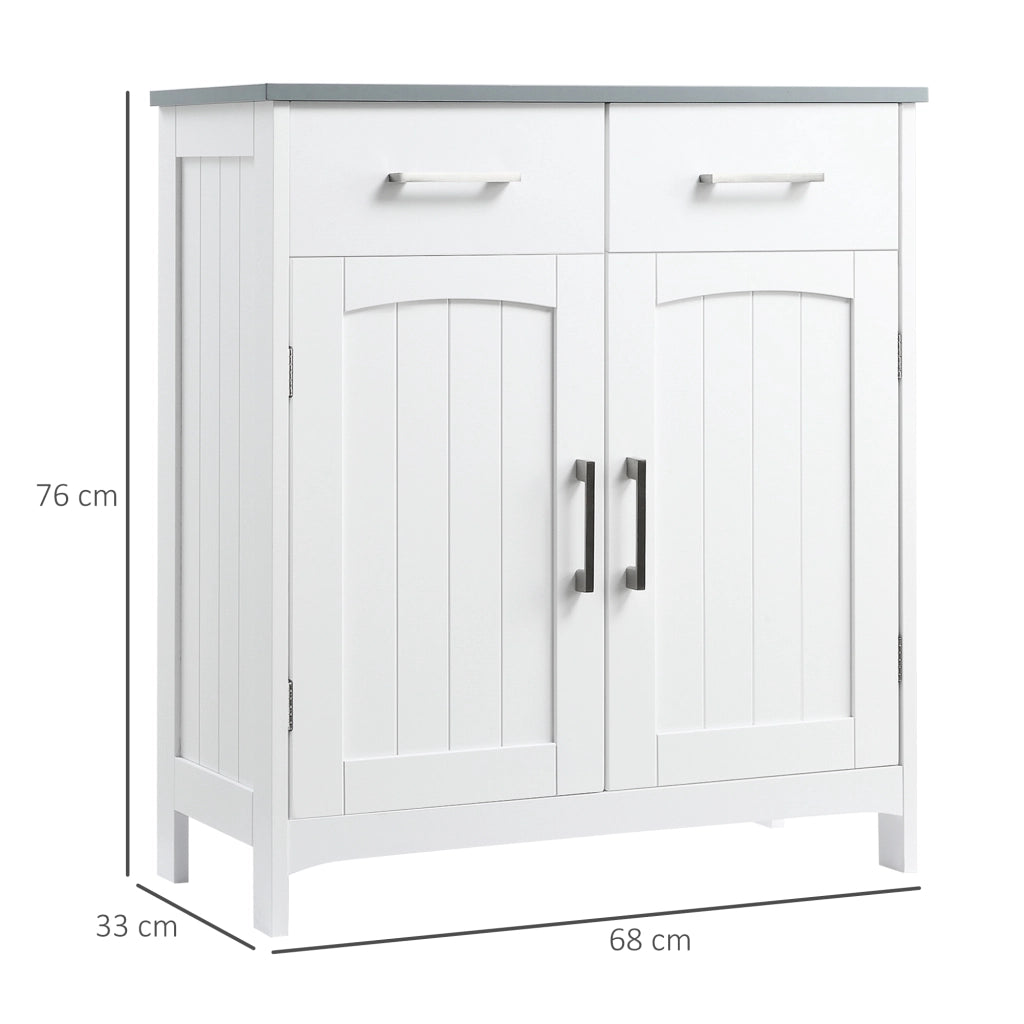 Mobile Bagno con Ante, Cassetti e Ripiano Regolabile ¨C Zephmum ¨C MDF Bianco 68x33x76