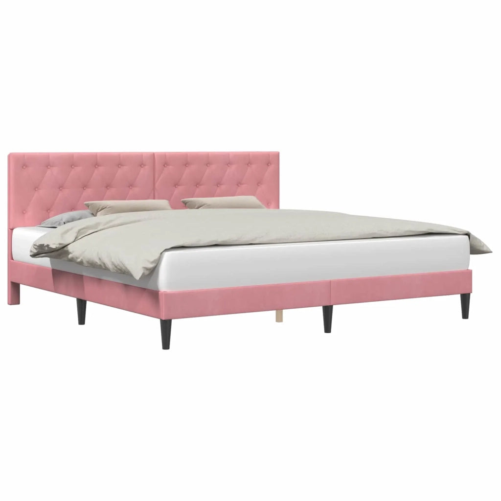 Struttura del letto con testiera Rosa 200 x 200 cm Velluto