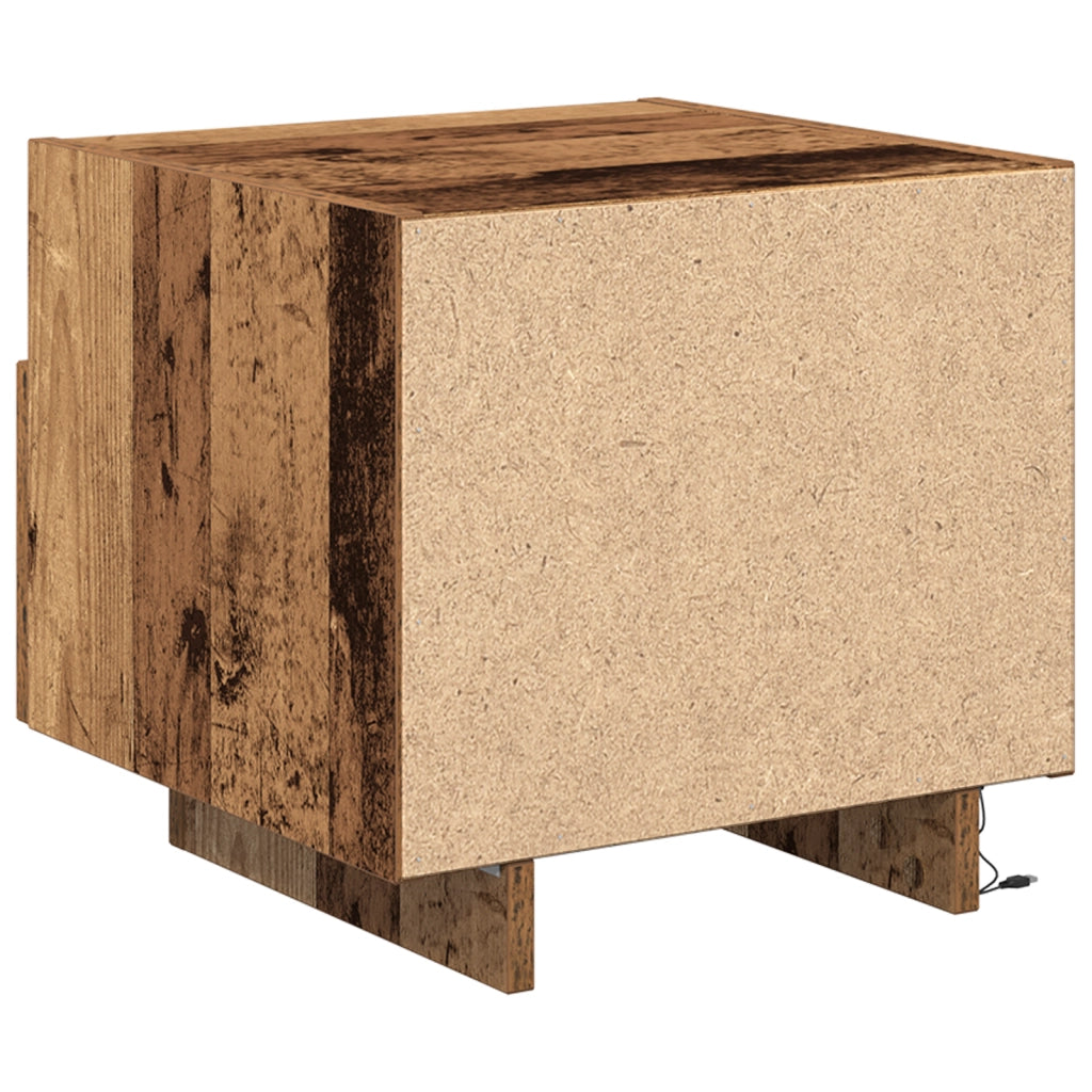 Comodino  con luci LED in legno vecchio 40x39x37 cm
