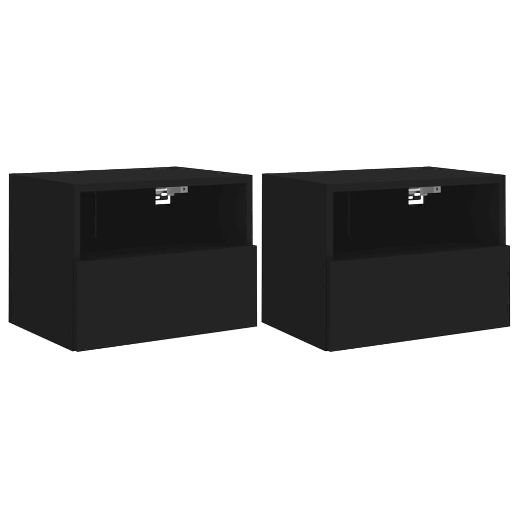 Mobili TV a Parete 2pz Neri 40x30x30 cm in Legno Multistratocod mxl 134081