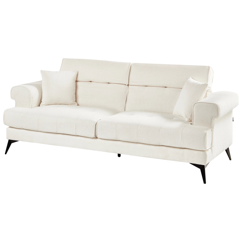 Set di divani in tessuto bouclé bianco a 2 e 3 posti con poggiatesta regolabili stile moderno