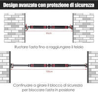 Sbarra per Trazioni per Porta, Barra per Chin Up, Sbarra Orizzontale Montaggio Senza Viti, Lunghezza Regolabile 65-100 cm, Ideale per Allenarsi a Casa e in Palestra
