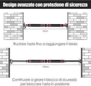 Sbarra per Trazioni per Porta, Barra per Chin Up, Sbarra Orizzontale Montaggio Senza Viti, Lunghezza Regolabile 65-100 cm, Ideale per Allenarsi a Casa e in Palestra