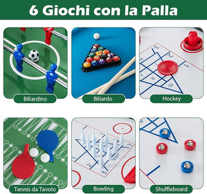 12 in 1 Set da Tavolo per Giochi Combo, Tavolo Multiuso con Calcio Balilla Air Hockey Biliardo Ping Pong Scacchi Bowling, Set Combinato per Giochi Multipli per Casa Ufficio Bar Dormitorio