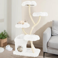 Tiragraffi per Gatti Alto 165cm,Alberi per Gatti con 4 Piattaforme, Tiragraffi in Sisal e Tubo di Supporto Robusto, Mobili per Animali da Interno (Bianco)