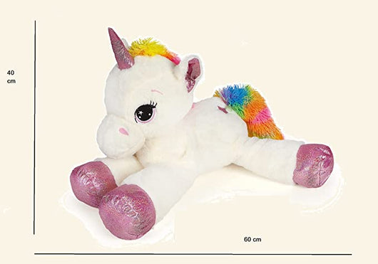 DE CAR Unicorno Peluche Grande 60 cm Medio Rosa o Azzurro Materiale Morbido peluche Unicorno bambina peluche per festa c
