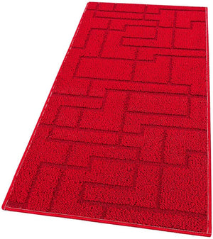 Tappeto Casa Cucina 3D 50x145 Cm Design Geometrico Moderno Assorbente Antiscivolo Bordeaux