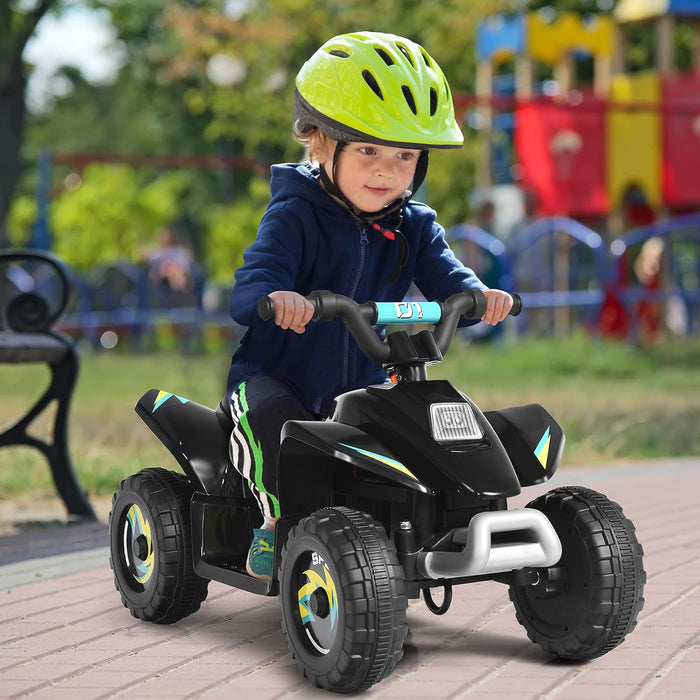 6V Quad Elettrico per Bambini con Batteria, Mini Quad con Funzione Avanti/Indietro, Velocità Massima 4,6 km/h (Nero)