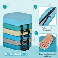 6 Cuscini Esagonali per Bambini con Maniglie, Imbottitura in Schiuma di 5 cm, Sedili Portatili e Flessibili per Asilo Nido, 38 x 34 cm (Morandi)