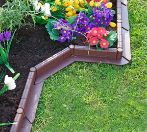 La bordatura di decorazione in plastica per il prato, MARRONE ? 10 m di lunghezza x 6 cm