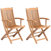 Set di 2 sedie da pranzo da giardino in marrone chiaro con struttura in legno di acacia pieghevole dal design rustico