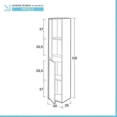 Colonna bagno sospesa 125 rovere naturale con ante reversibili Nadia