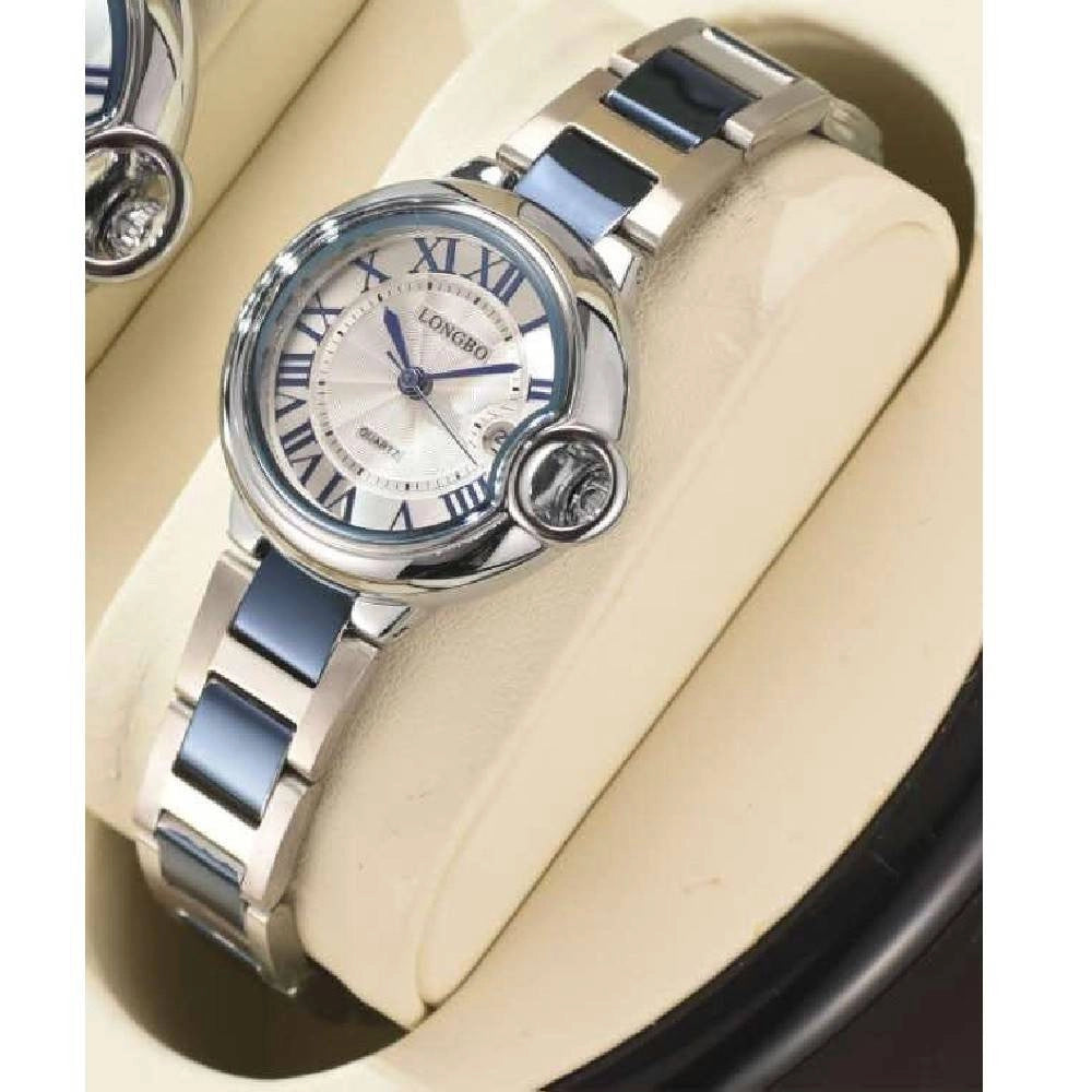 Trade Shop - Orologio Polso Uomo Donna Longbo 80771 Quarzo Calendario Impermeabile Silver Blu -