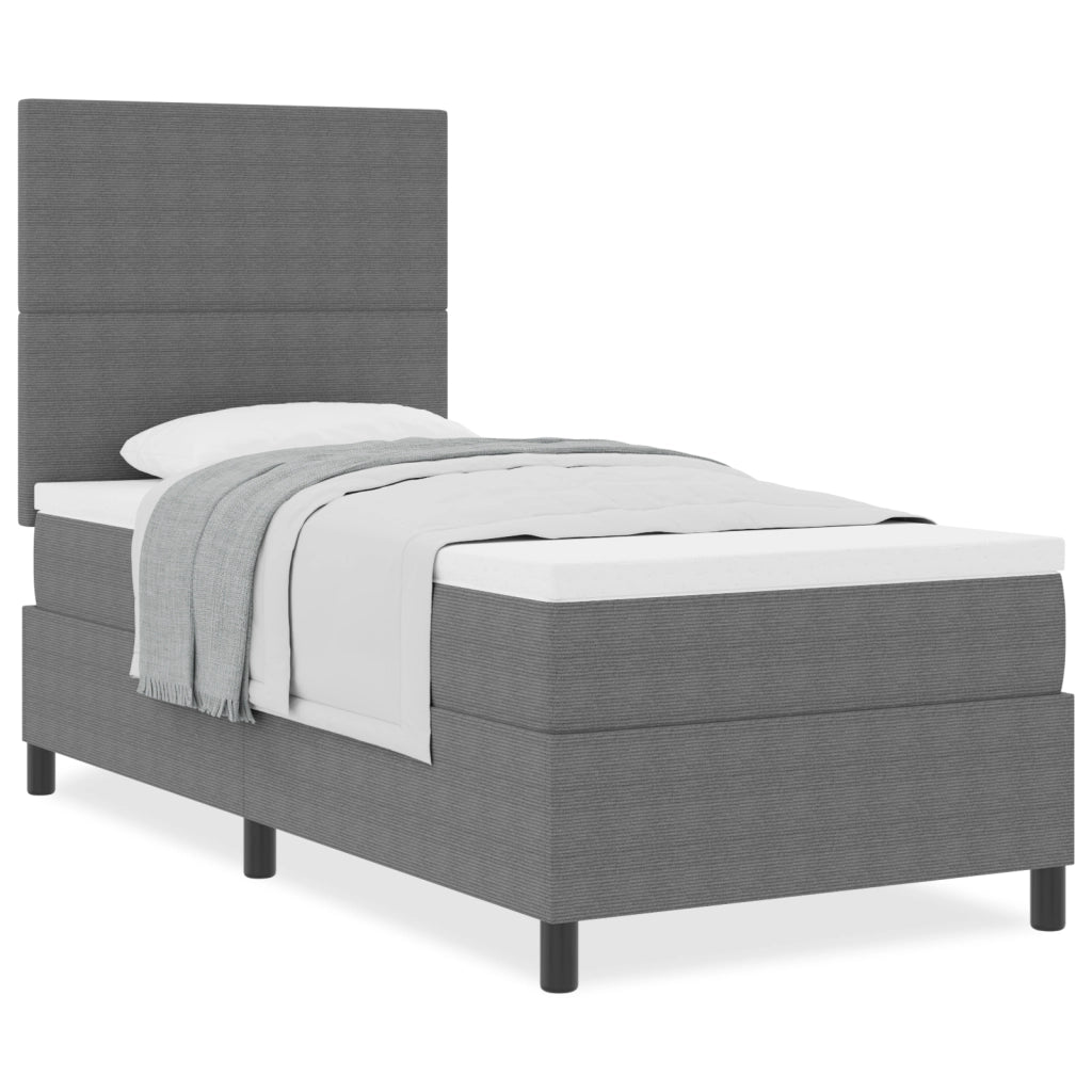 Letto a Molle con Materasso Grigio Chiaro 80x200 cm Tessuto di Corduroy