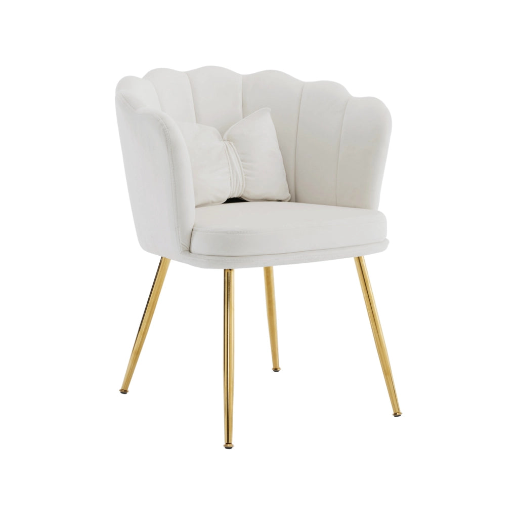 Poltrona 62x54x43 cm beige in velluto, con cuscino a farfalla