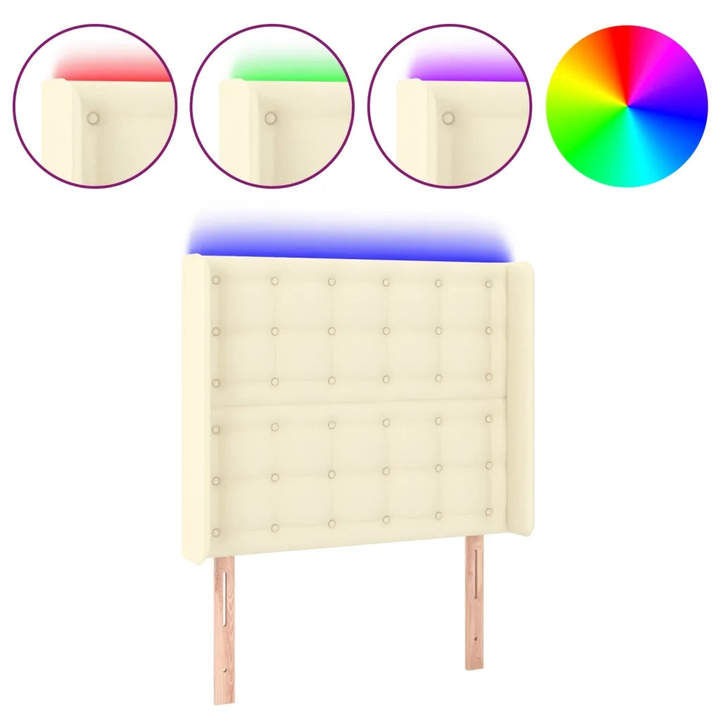 Testiera | Testata a LED crema 93x16x118/128 cm in Similpelle