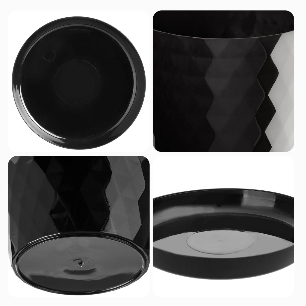 Vaso da fiori KADAX, fioriera, coperchio, 25+30 cm, supporto per fiori, plastica nera, 2 pezzi.