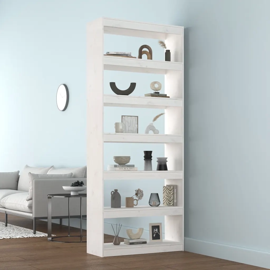 Libreria/Divisorio Bianco 80x30x199,5 cm in Massello di Pino 808204