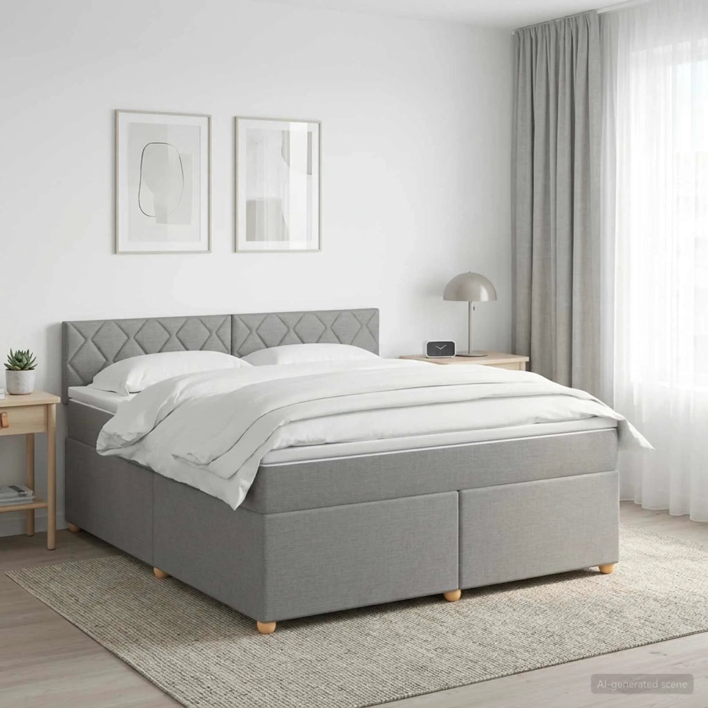 Letto box spring con materasso Grigio Chiaro 140 x 200 cm 3450979