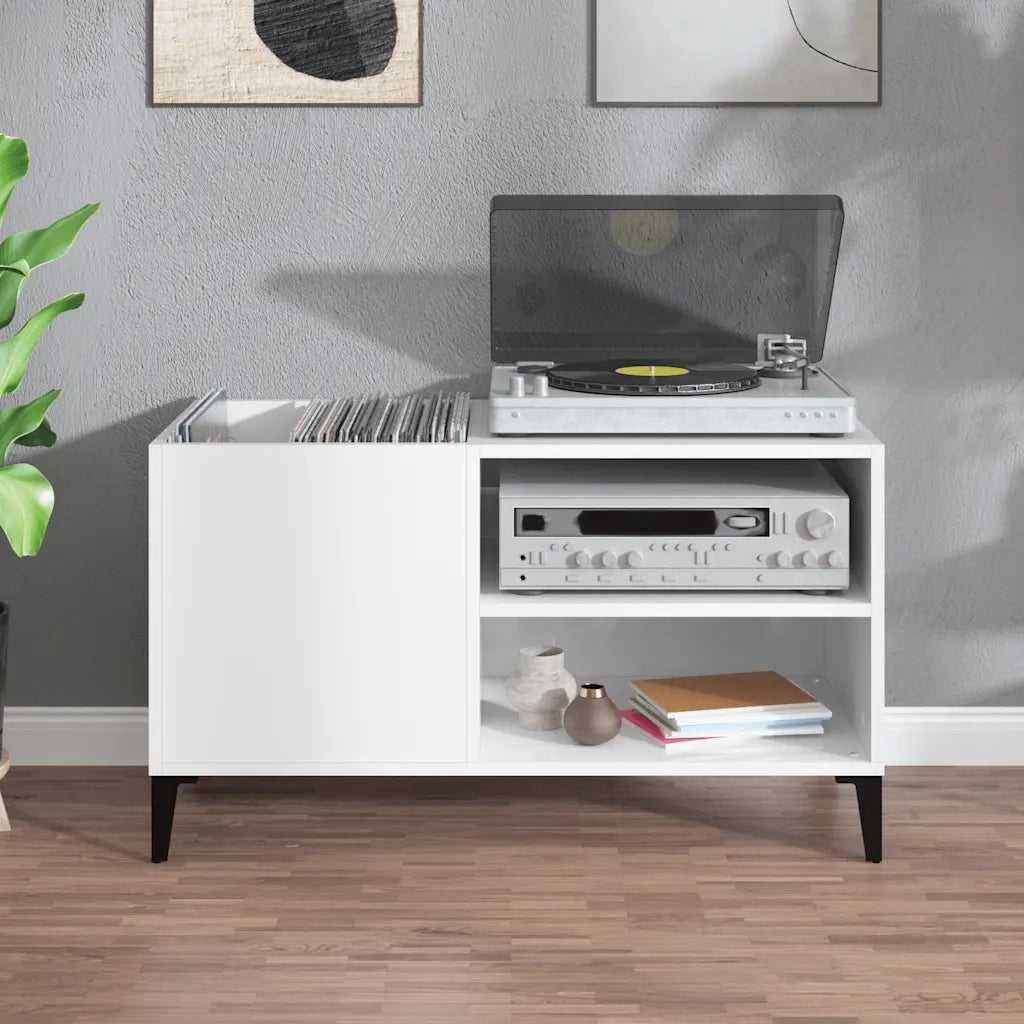 Mobile Porta Dischi Bianco Lucido 84,5x38x48 Legno Multistrato 831951
