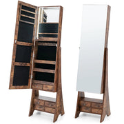 Mobile portagioielli indipendente 120 x 37 x 11 cm con illuminazione LED regolabile design scandinavo MDF marrone 20_0010390
