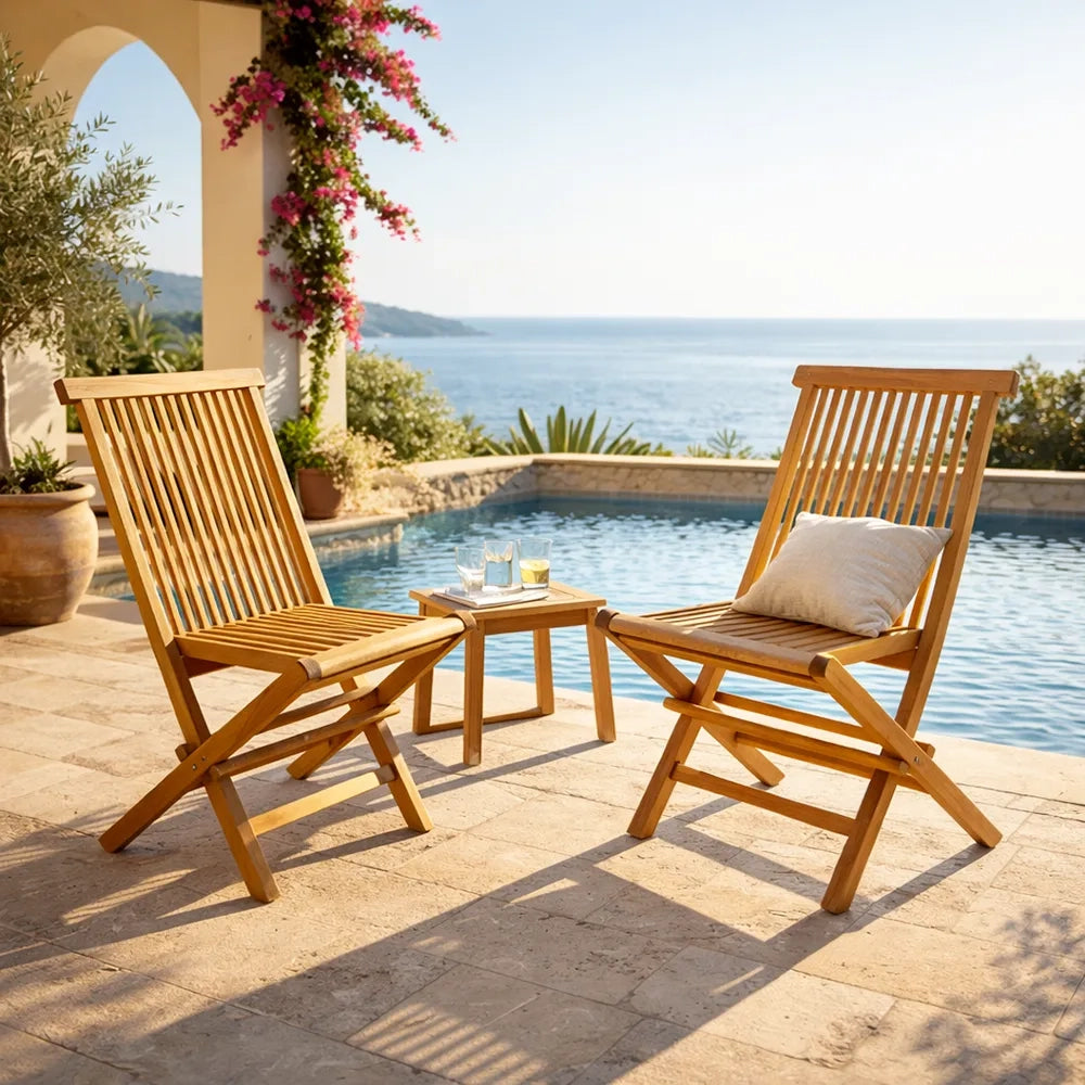 Set di 2 Sedie Pieghevoli in Teak – Pinta
