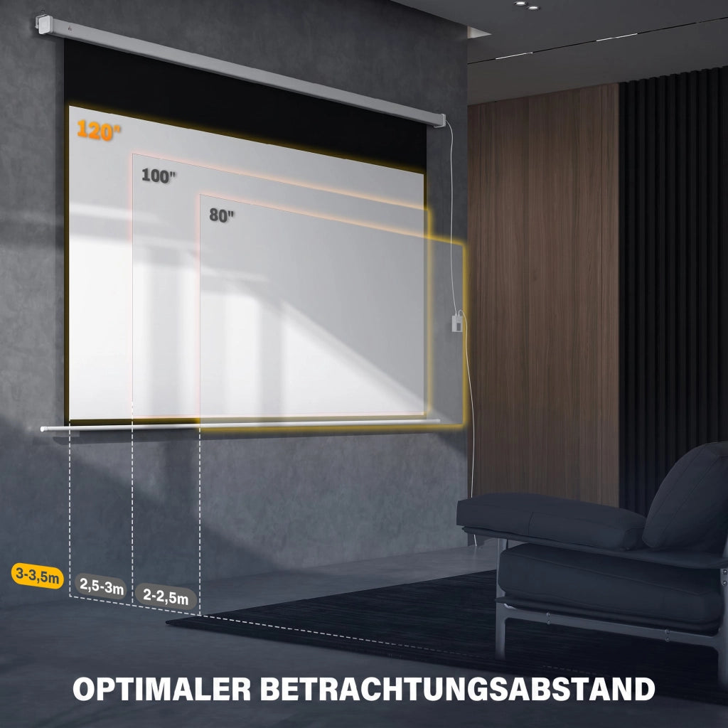 Schermo per Proiettore Elettrico 120' 293x193cm ¨C Xylo ¨C 16:9 4K HD Bianco con Telecomando