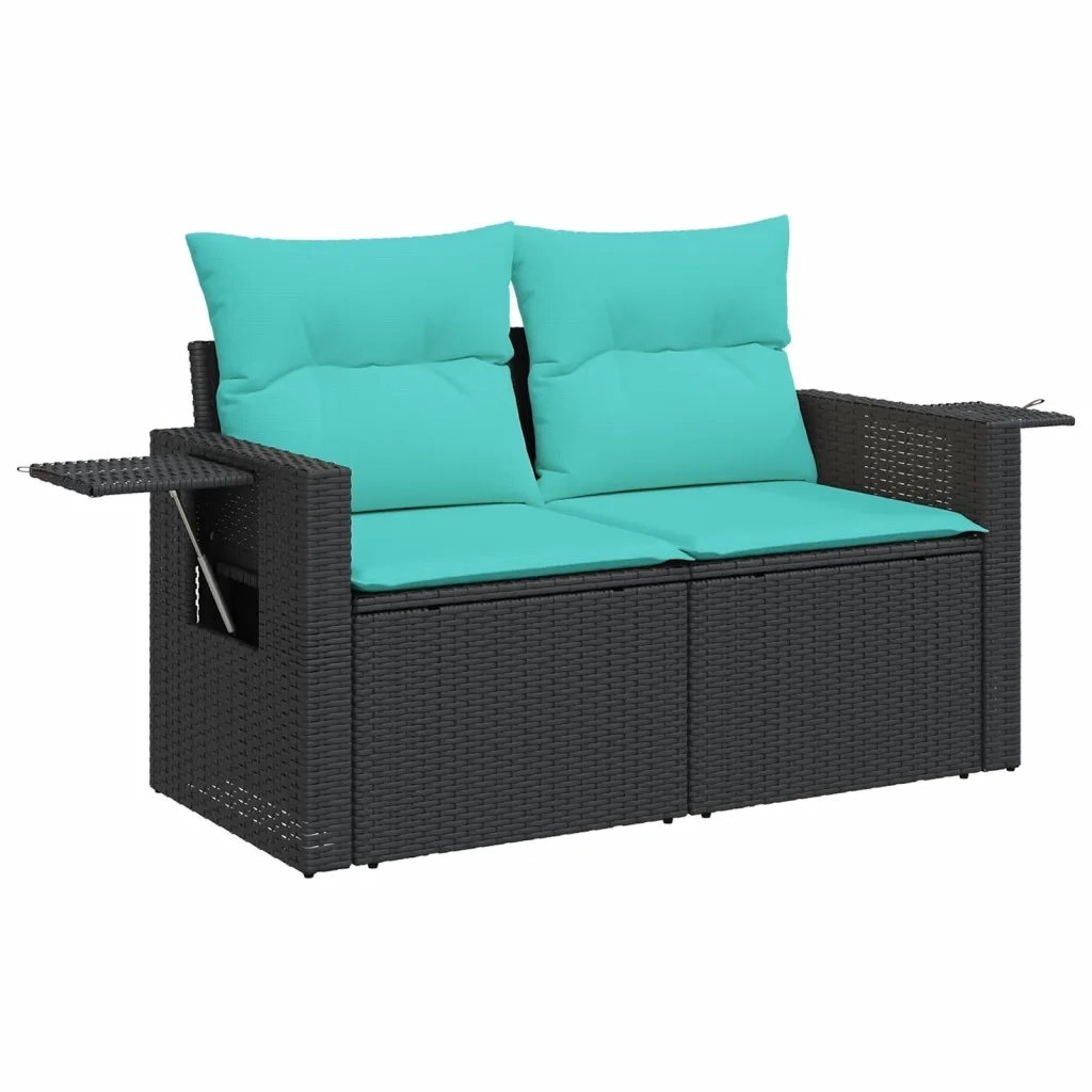 Set Divani da Giardino 6 pz con Cuscini Nero in Polyrattan 3220516