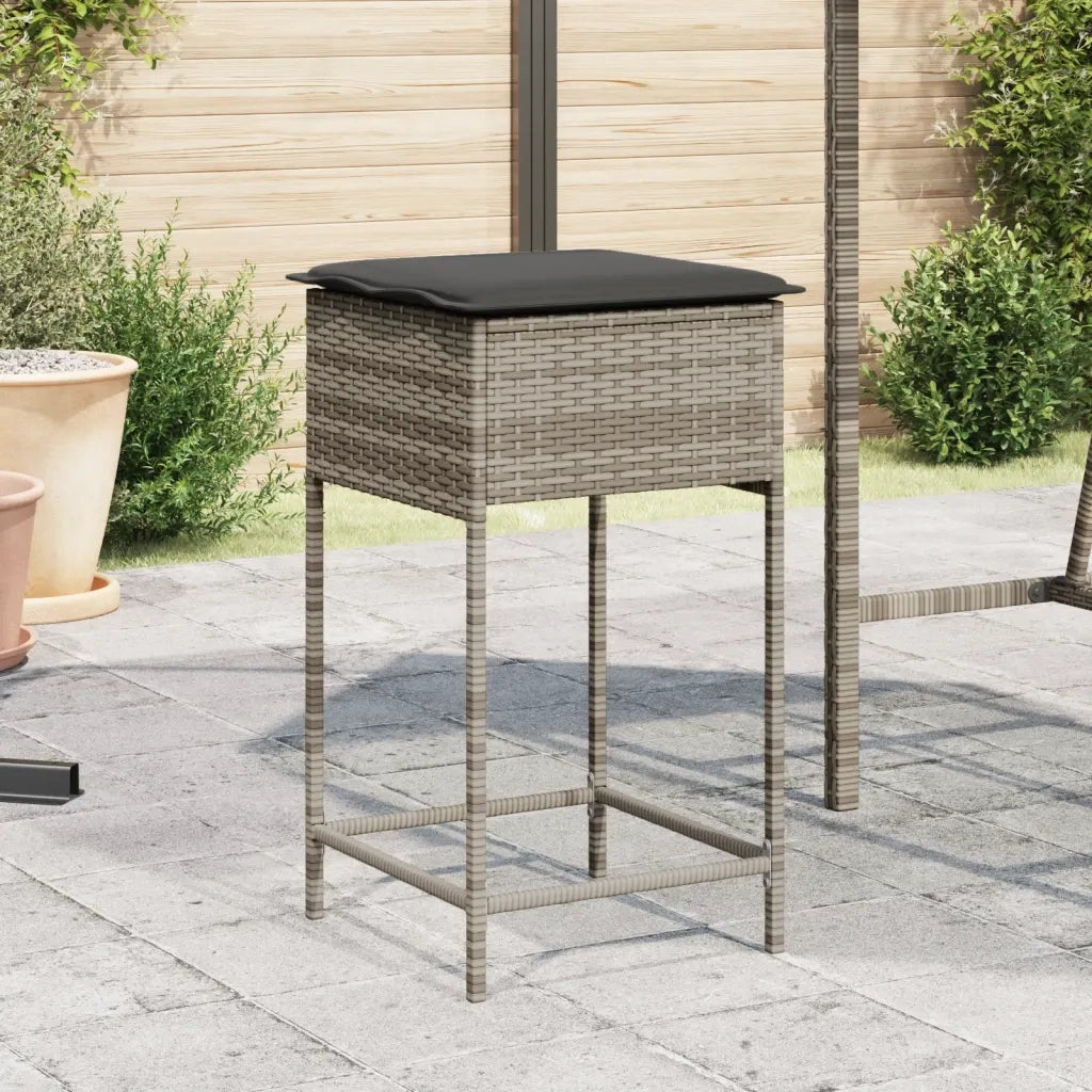 Sgabelli da Bar con Cuscini 2 pz Grigi in Polyrattan CFW1661783