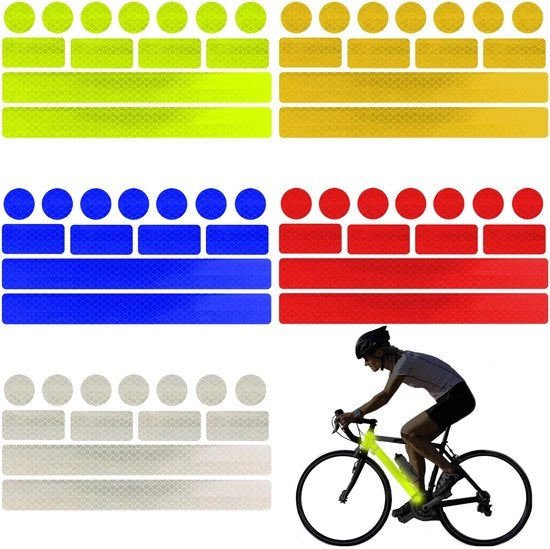Etichette riflettenti 65 pezzi - Strisce riflettenti resistenti - Nastro di avvertimento idrorepellente - Visibilità notturna - Etichette fluororesistenti - Sicurezza e visibilità - Etichette di sicurezza