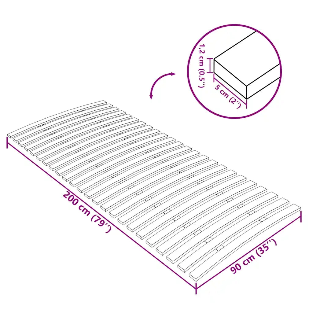 Letto singolo | Letto per adulti | Rete di ricambio per letto con 24 doghe 90x200 cm