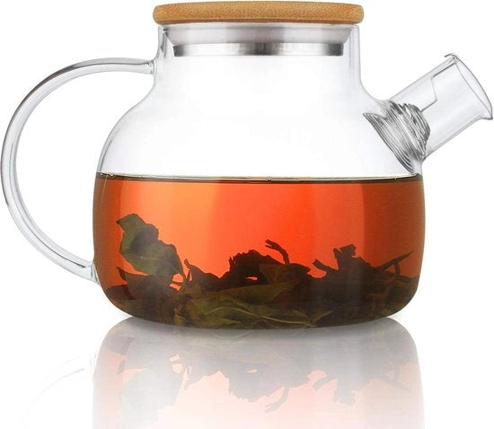 Teapot in vetro trasparente per la cucina sicura - 30 oz teapot con filtro per la rimozione delle foglie e delle erbe in infusione