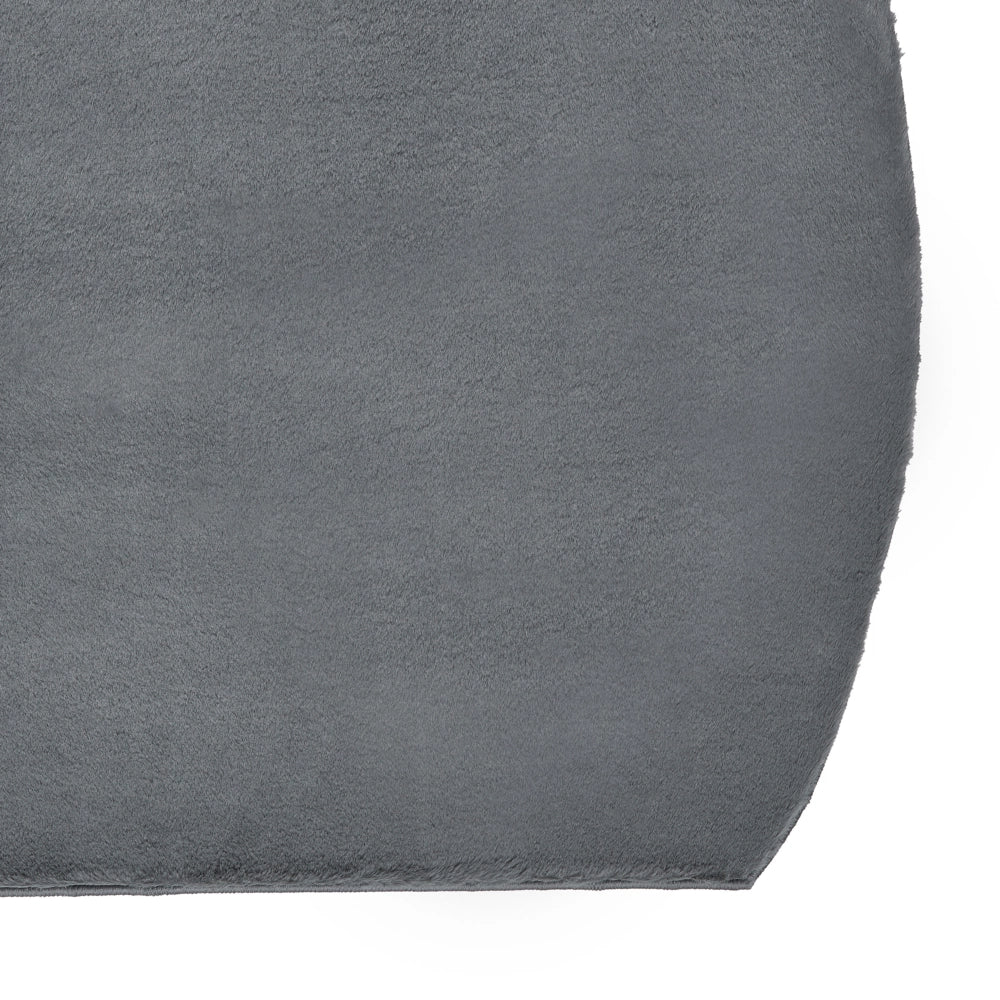 Tappeto Grigio Scuro in Ecopelliccia 160 × 230cm a Pelo Lungo con Retro in Poliestere per Soggiorno e Corridoio Moderni