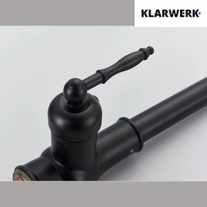 JANA | Rubinetto da cucina estraibile vintage in acciaio inossidabile nero antico | miscelatore arco alto |alta pressione ruotabile a 360° 2 attacchi