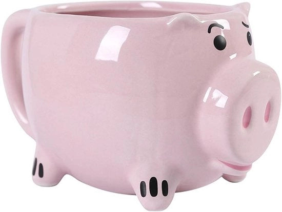 Caffè Moka con Manico, Design Piglet Carino, Materiale Ceramico, Vaschetta, Tazza da Tè in Porseleino 3D