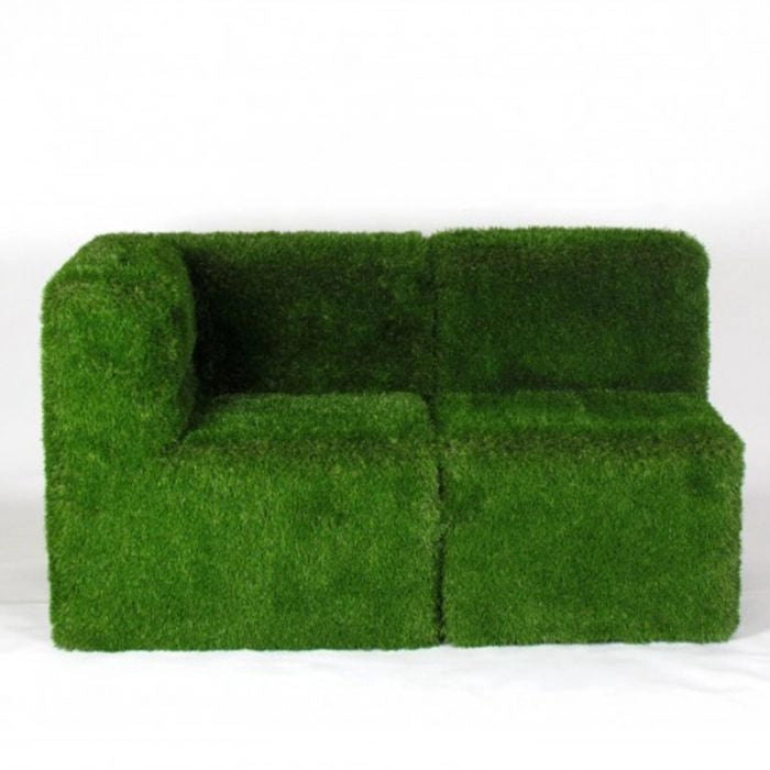 Poltrona ad angolo e sedia GREEN rivestite con erba sintetica