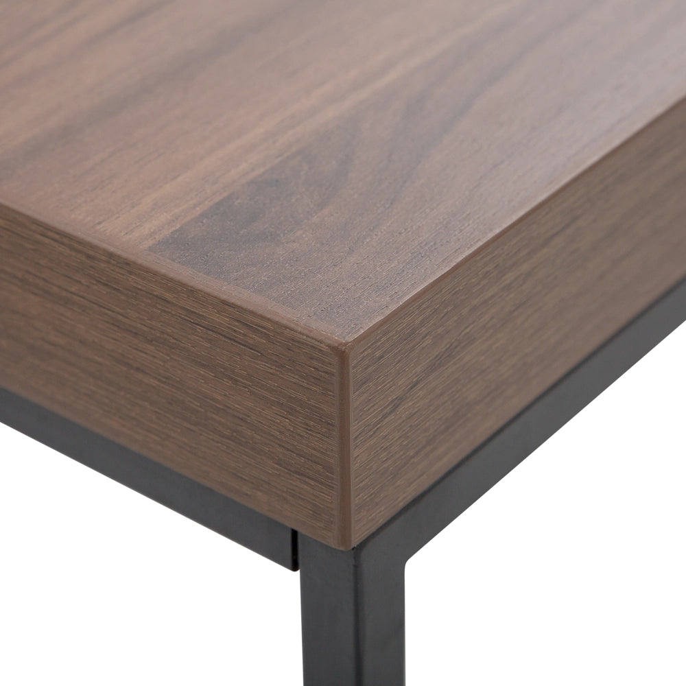 Tavolino Piano Legno Scuro Gambe Metallo Nero 100 x 60 cm Rettangolare Industrial Glam