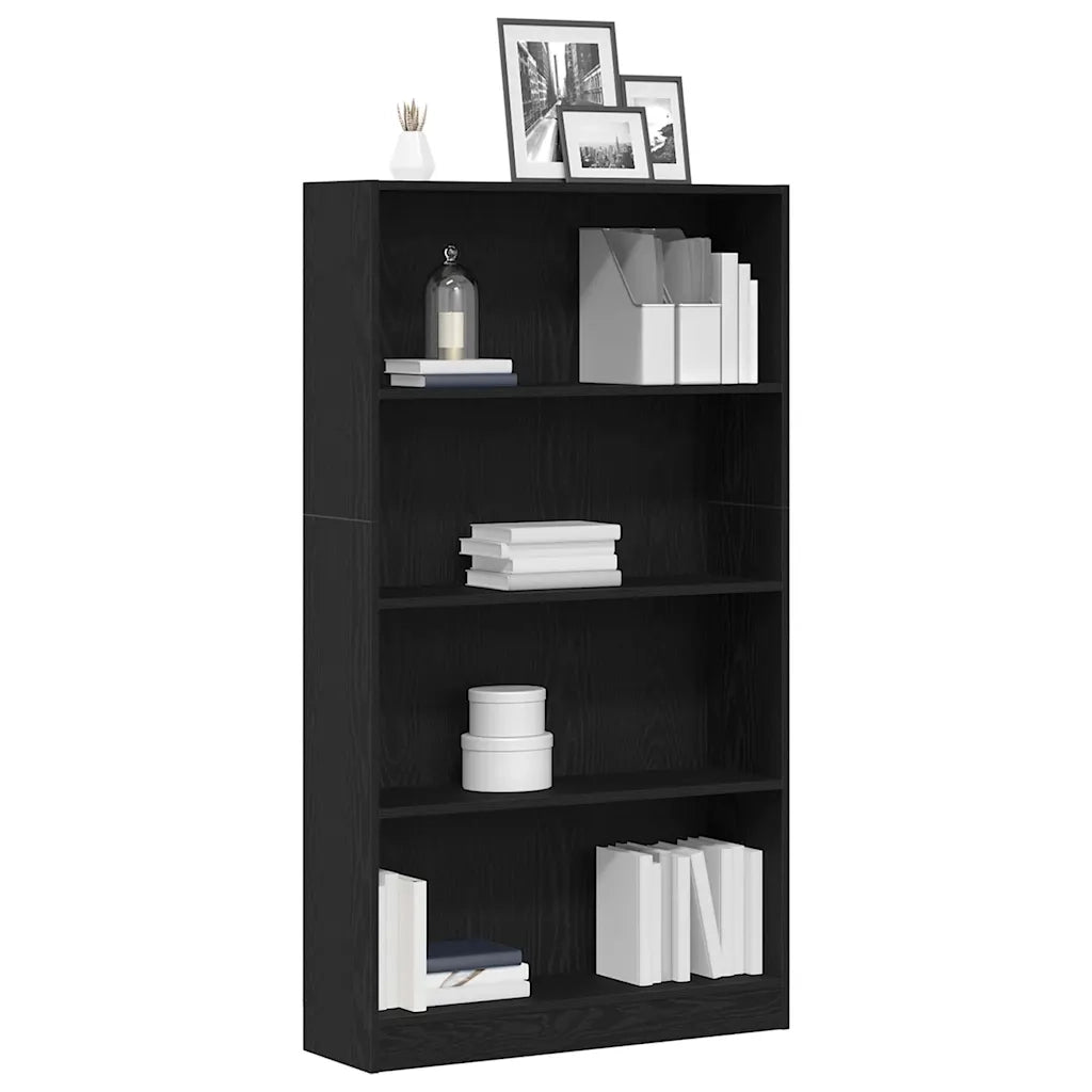 Libreria a 4 Ripiani Rovere Nero 80x24x143 cm in Truciolato 862002