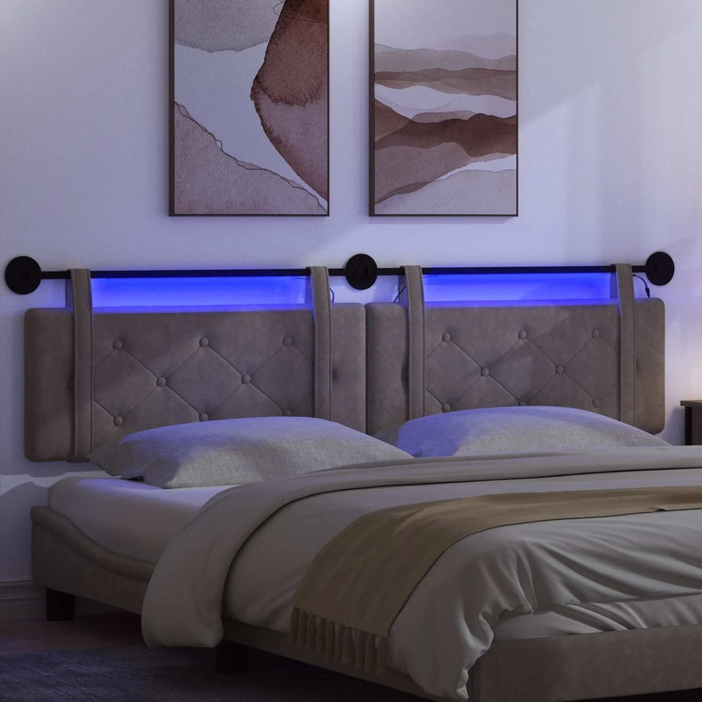 Testiera | Testata sospesa Con luce LED Grigio PU Antico
