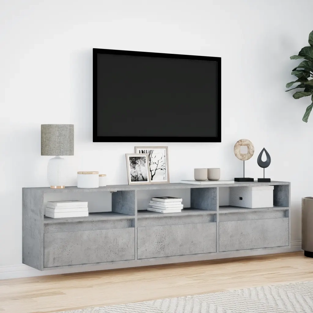 Mobile TV a Parete con LED Grigio Cemento 180x31x45 cm 3307943