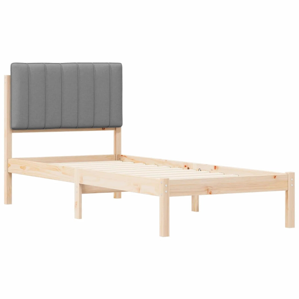 Letto con Testiera Rivestita Grigio chiaro 75 x 190 cm