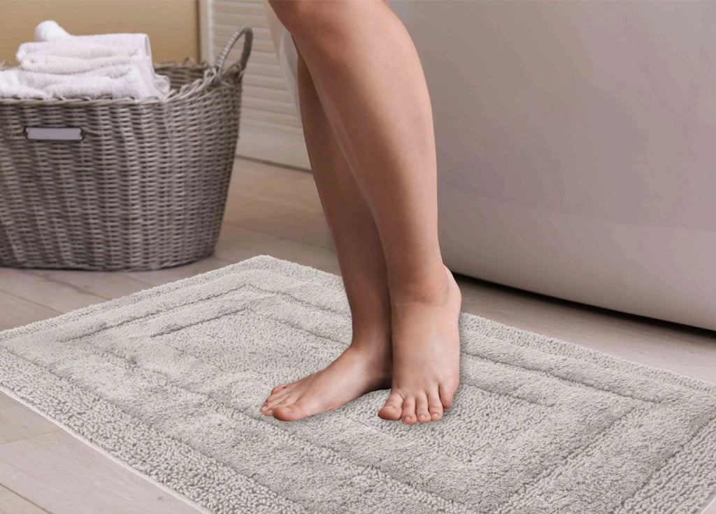 Tappeto Casa Bagno Cotone Spugna Morbida Tinta Unita Antiscivolo Sirio Perla - 55x100 - Perla