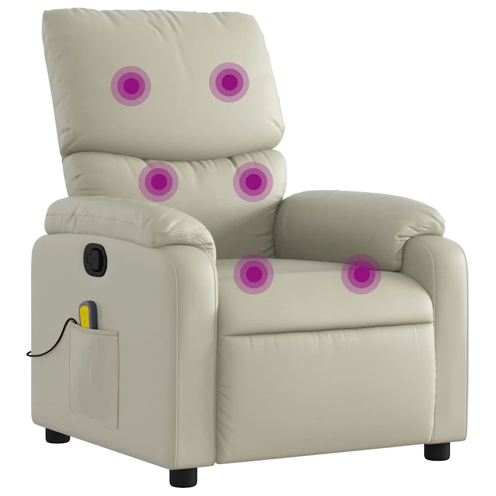 Divano Sedia-Poltrona reclinabile massaggiante in Similpelle Crema 884022