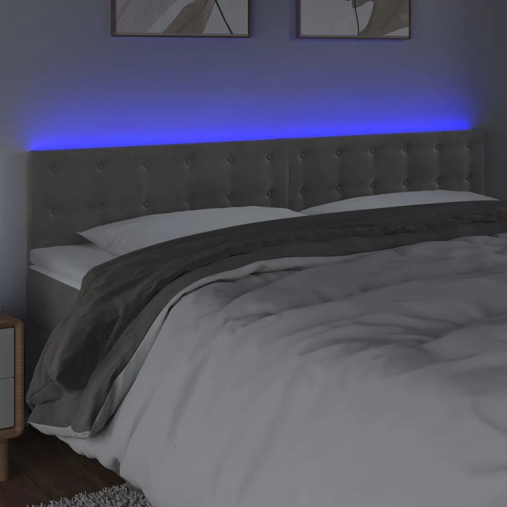 Testiera a LED Grigio Chiaro 180x5x78/88 cm in Vellutocod mxl 73795