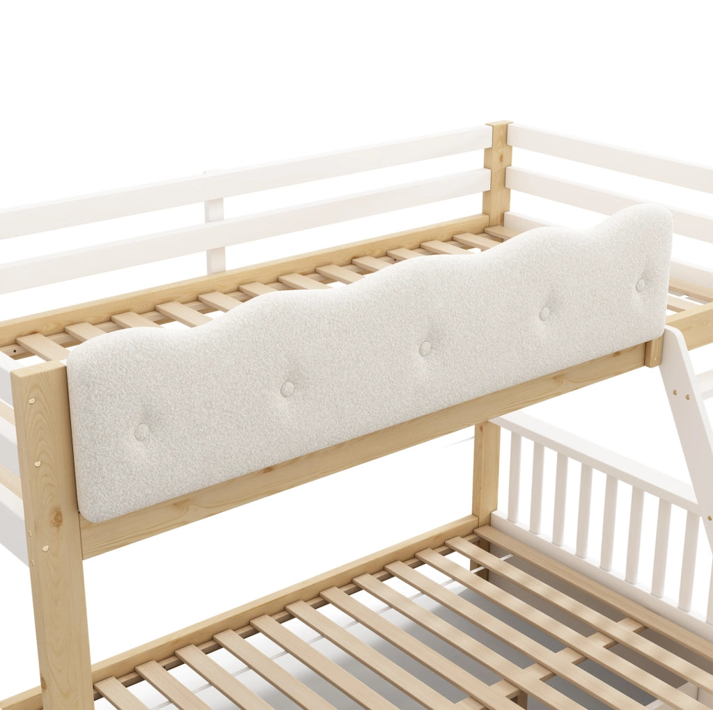 Letto a castello per bambini e adulti 90x200/140x200 cm in legno bianco e eiche con cassetti