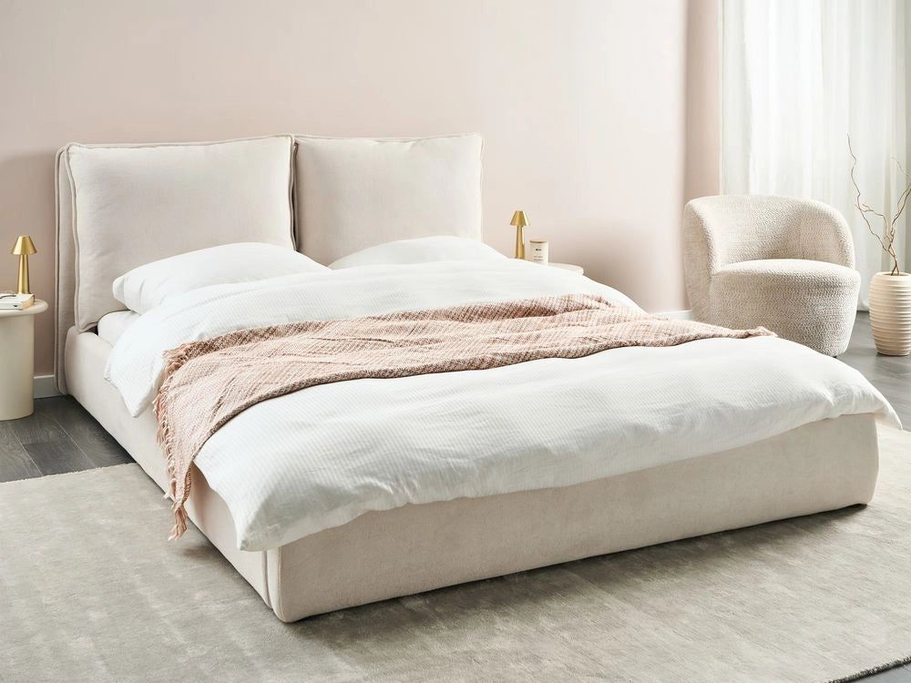 Letto matrimoniale ad acqua tessuto beige chiaro 160 x 200 cm camera da letto moderna